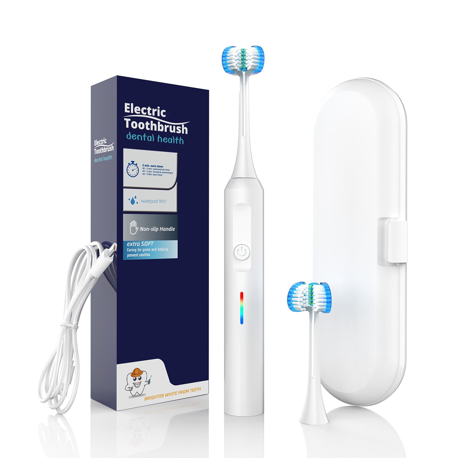 Cross-Border Bestseller Stain Removal & Gum Care Adult Magnetic Levitation Sonic Three-Sided Electric Toothbrush Rechargeable