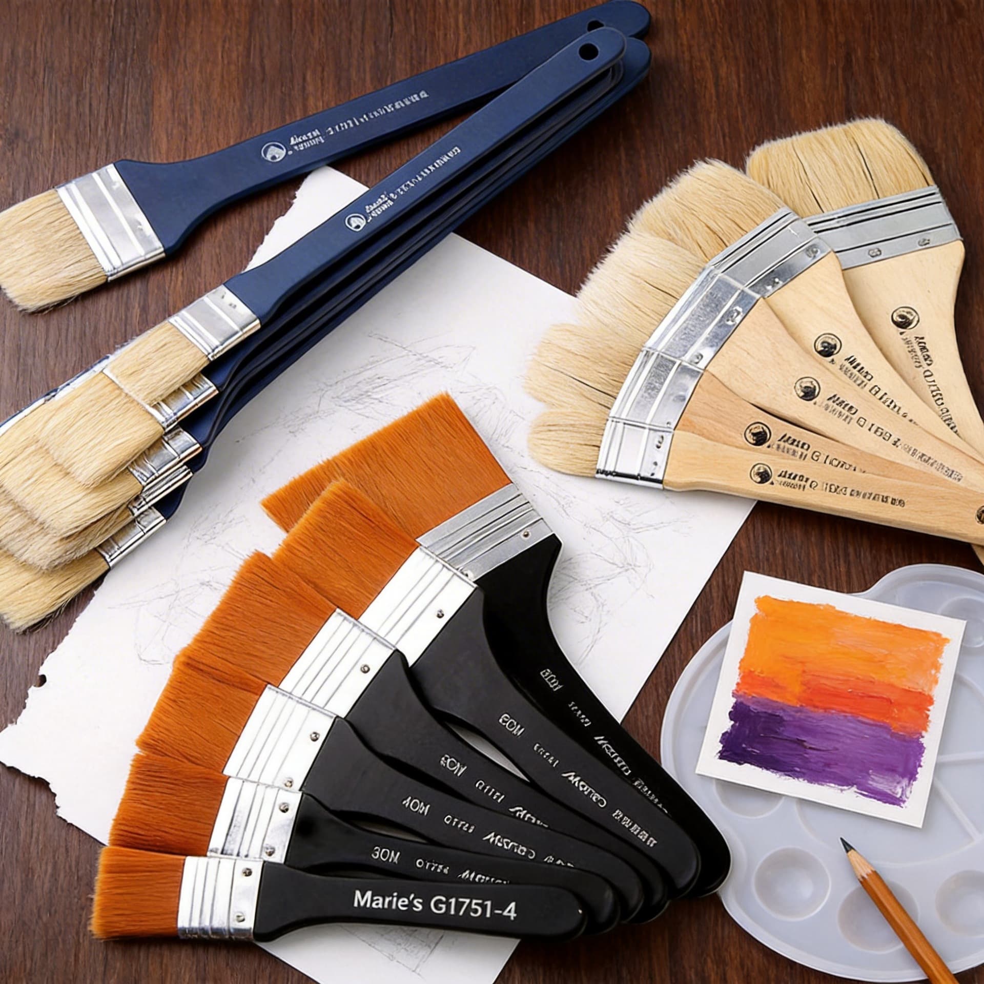Marley Brush Board Brush Bristle Nylon Hair Oil Painting Brush Gouache Art Hand-Painted Wall Painting Shading Brush Painting Brush