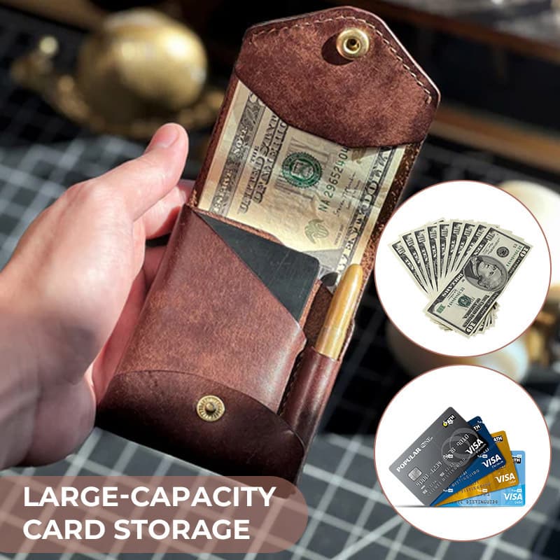 Vintage Retro Short Wallet for Men and Women, Multifunctional Small Leather Wallet