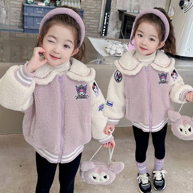 Girl's Navy-style Lamb Wool Fashionable Coat Winter 2025 New Children's Girl Baby Winter Cotton-padded Wool Sweater