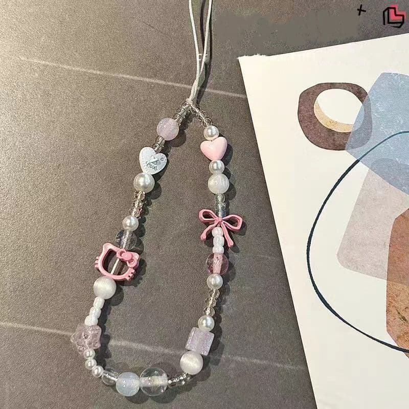 Kitty Cat Bow Phone Strap Short Phone Lanyard for Women Cute CCD Camera Strap Phone Chain