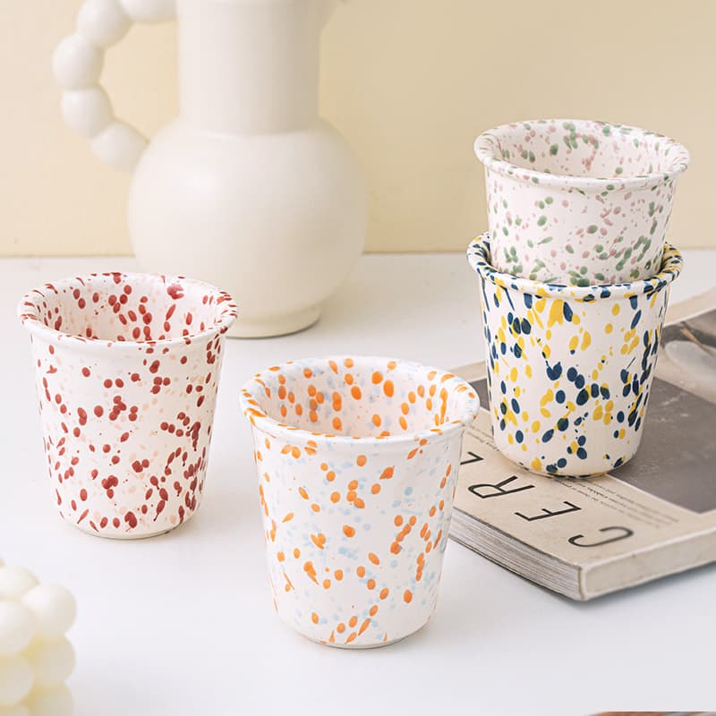 Splash Ink Ceramic Tumbler, Straight-Sided Cup for Juice, Milk, Cold Drinks, Travel Mug, Tea or Coffee Cup