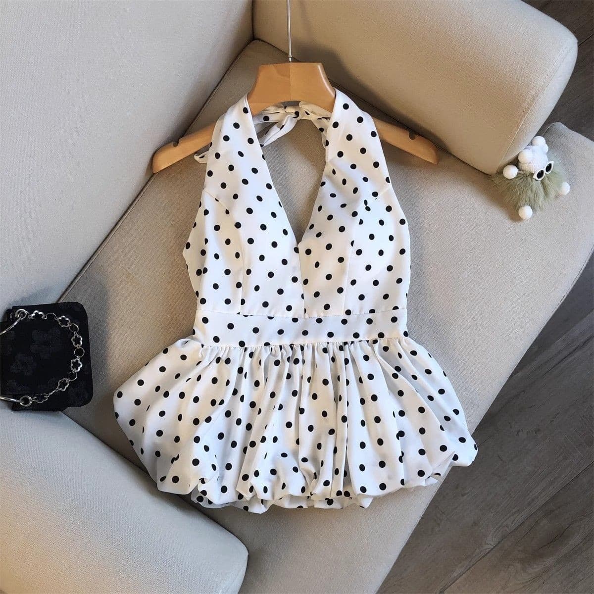 Direct Store Recommendation ~ Medora Pure Desire Style Sexy Polka Dot Lotus V-Neck Camisole Top Women White Polka Dot Sleeveless