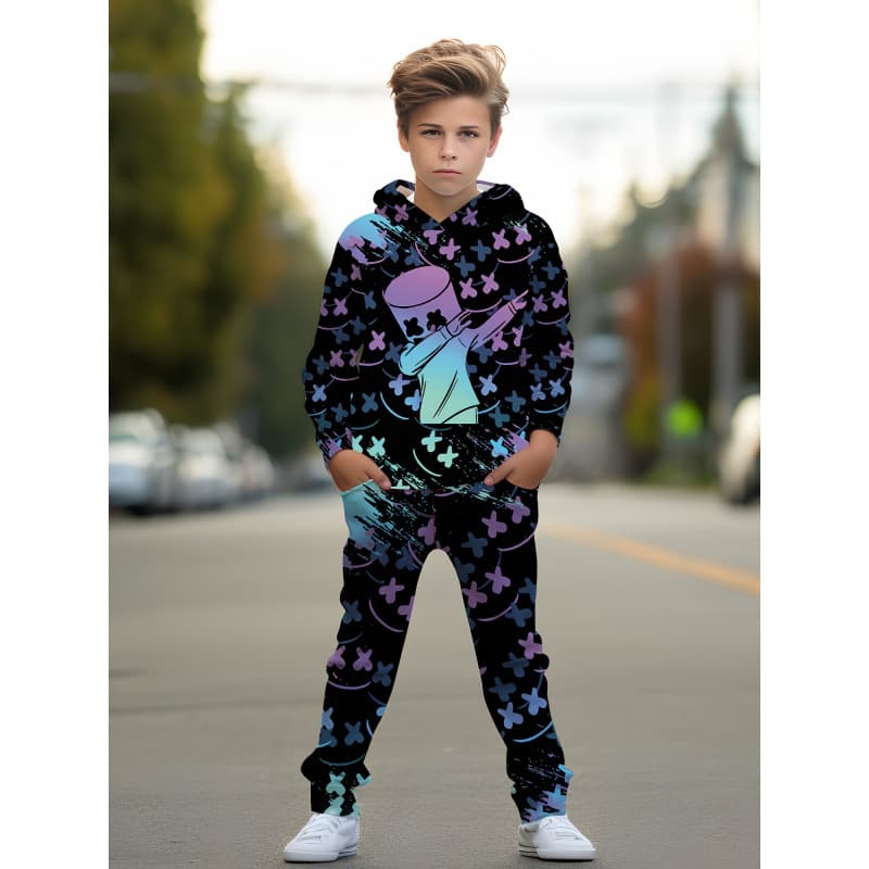 A 94011 Boys' 3D Print Hooded Sweatshirt