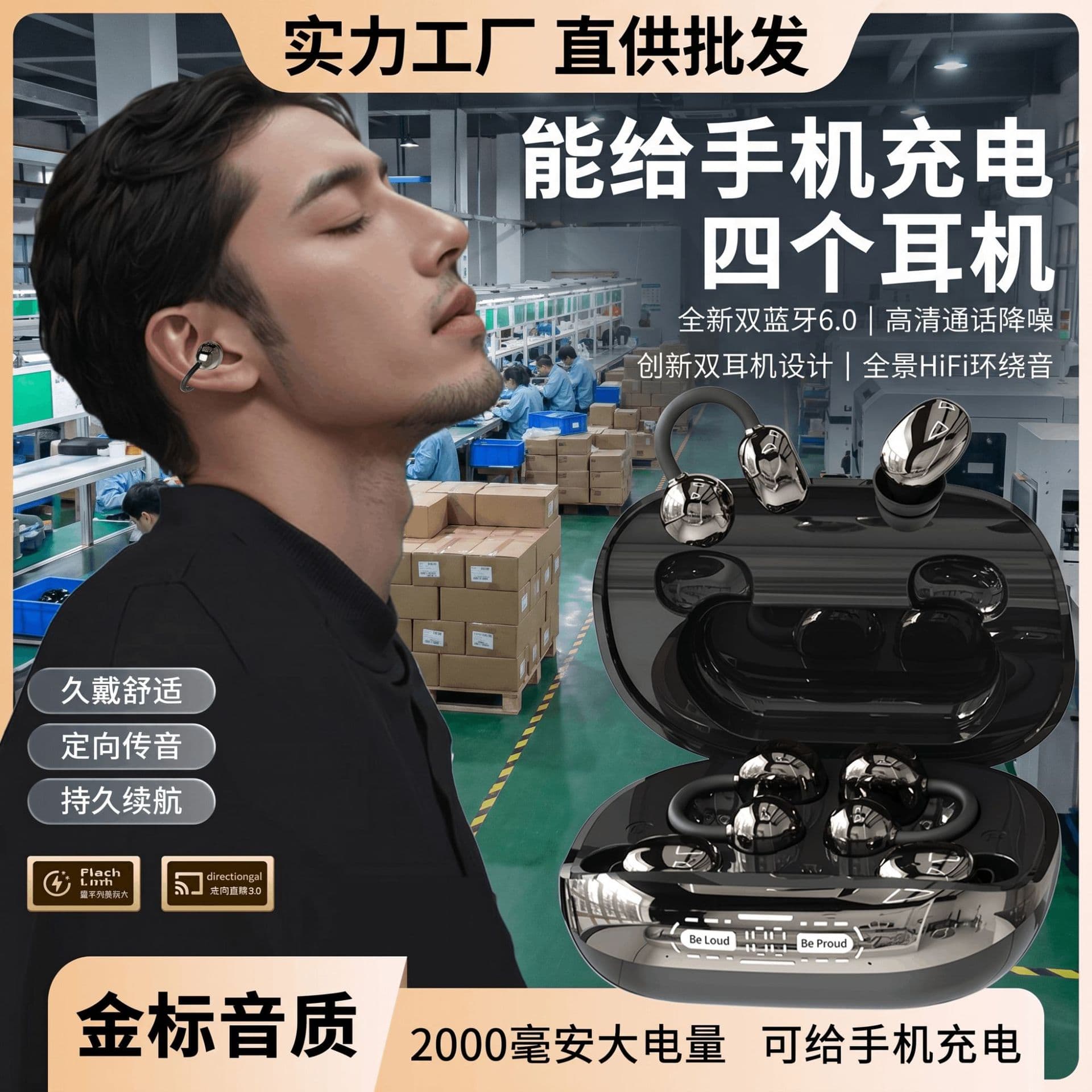 Factory Source Hot-Selling GT630 Bluetooth 6.0 Headset with Call Noise Cancellation, HD Digital Display, Wireless Sports Earphones for Cross-Border Sales