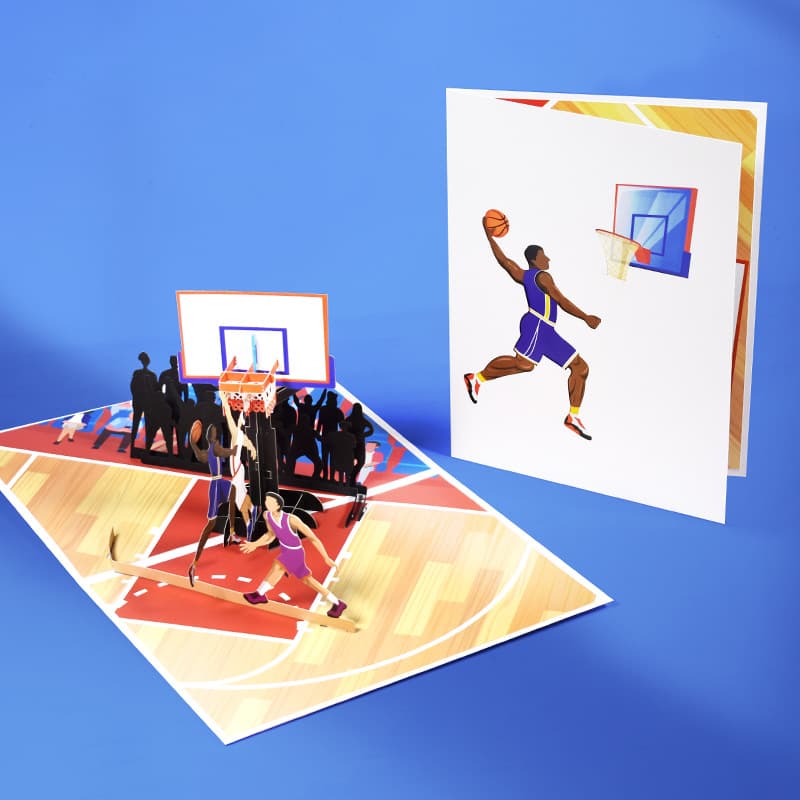 Creative 3D greeting cards sports series cross-border handmade paper carving gifts basketball football baseball golf