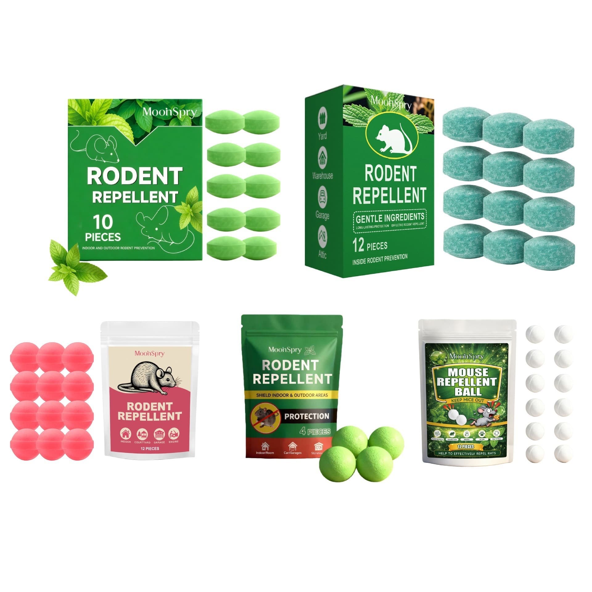 MOONSPRY Mouse Repellent, Indoor Home Rodent Anti-Chew Interference, Long-Lasting Protection, Suitable for Daily Multi-Scenario Use