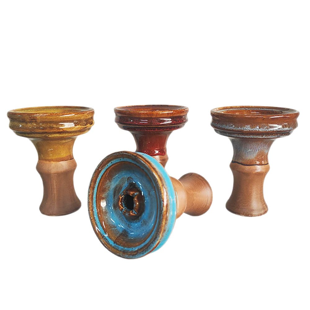 Arabian hookah accessories glazed single-hole round ceramic smoke pot card carbon partition shisha hookah bowl