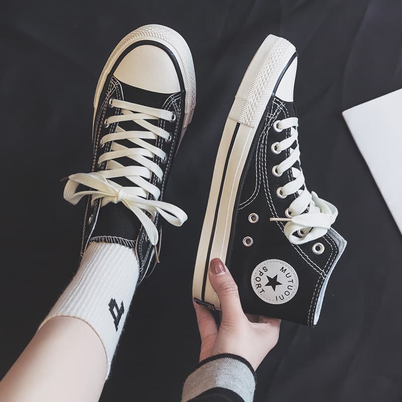 Women's Canvas Shoes Fashionable Casual Lace-up Low-top Sneakers Breathable Comfortable Vulcanized Shoes