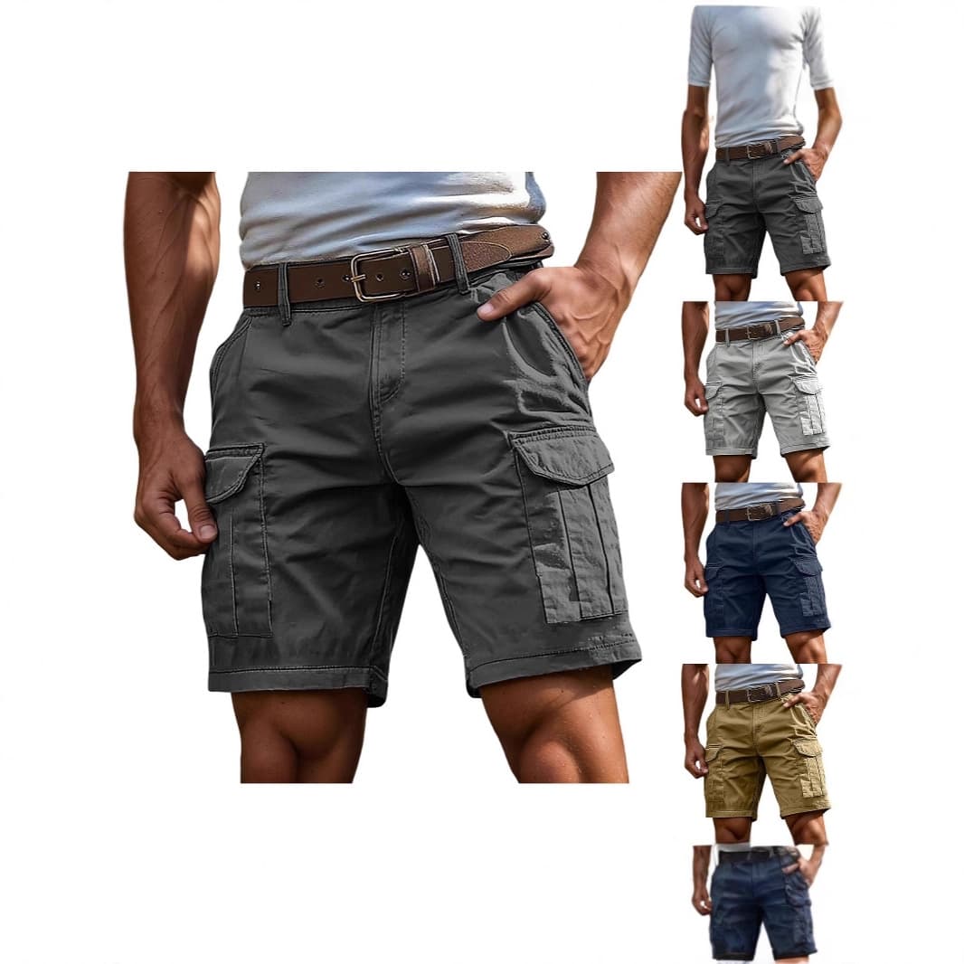 Men's Casual Workwear Shorts Five-Pocket Summer Sports Utility Pants High Waist Shorts Casual Loose Fit Comfortable Breathable