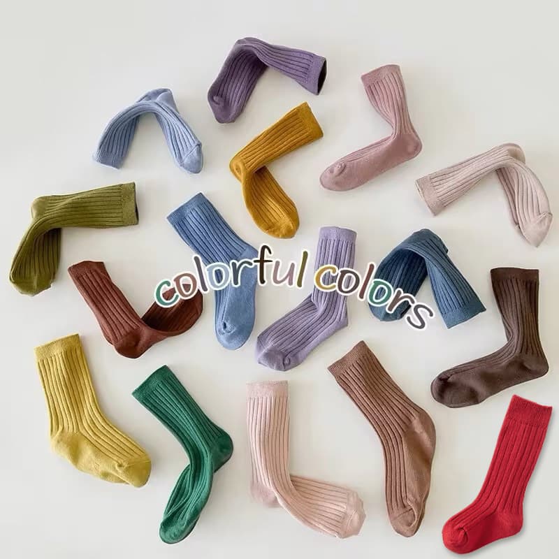 Spring Autumn Children Socks 0-12 Years Old a Class Cotton Socks Boys Girls Pure Color Mid-Calf Socks Babies Baby Bulk Socks
