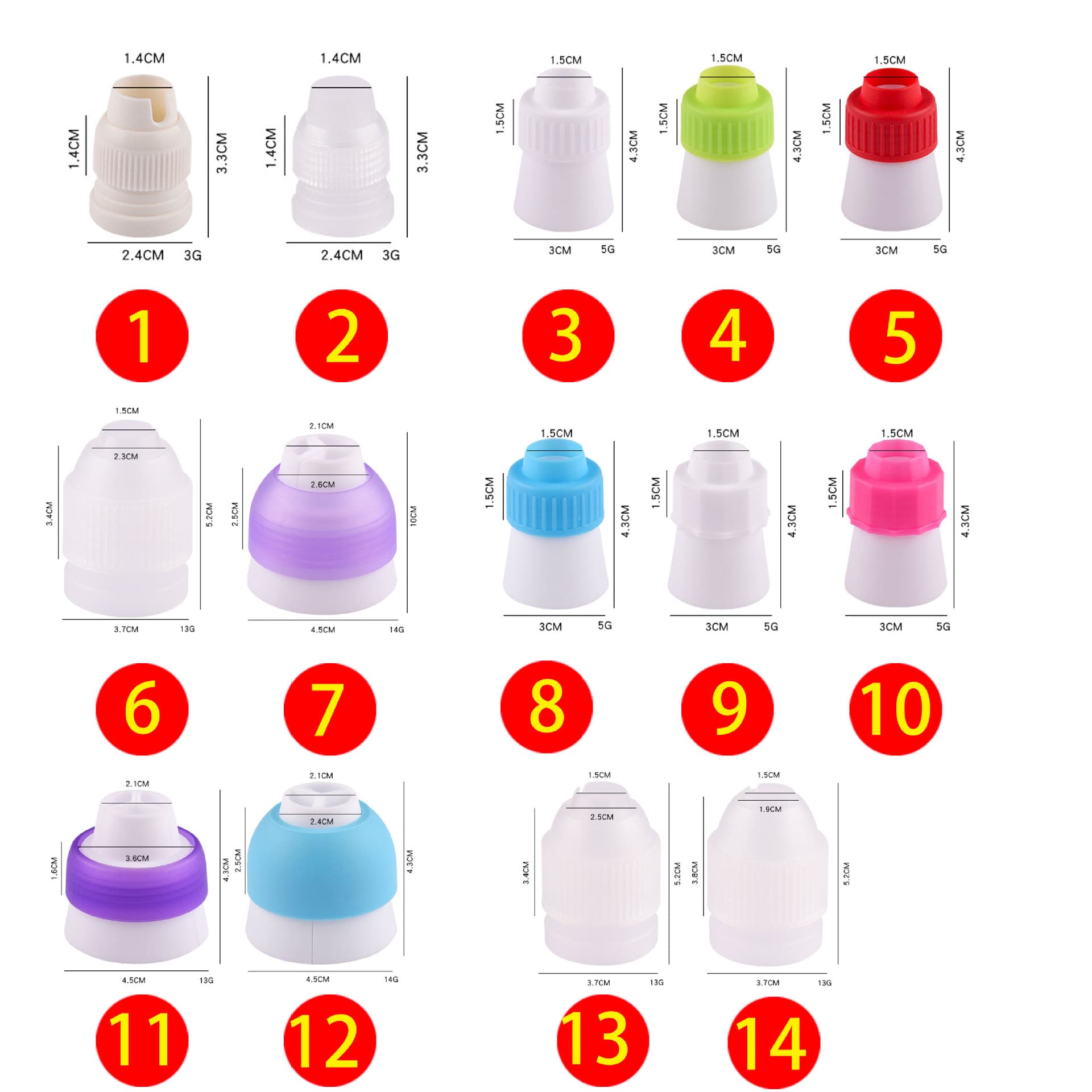 Manufacturer's ready-made plastic full set of three-color large, medium and small converters, cake cream mouth, decorating mouth converter