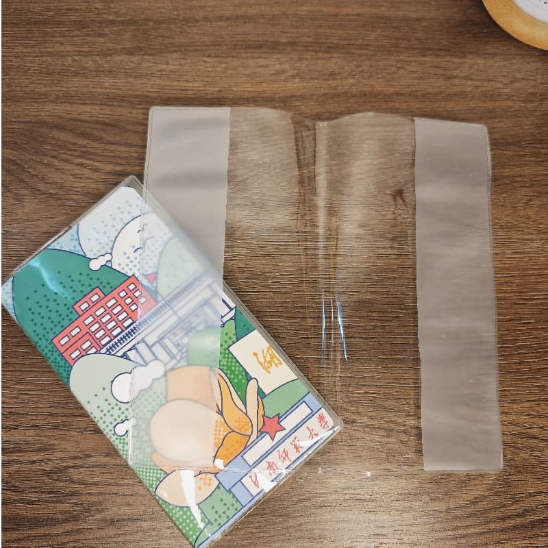 Custom book card protectors, transparent frosted milky PVC EVA sleeves, heat-sealed and pressed.
