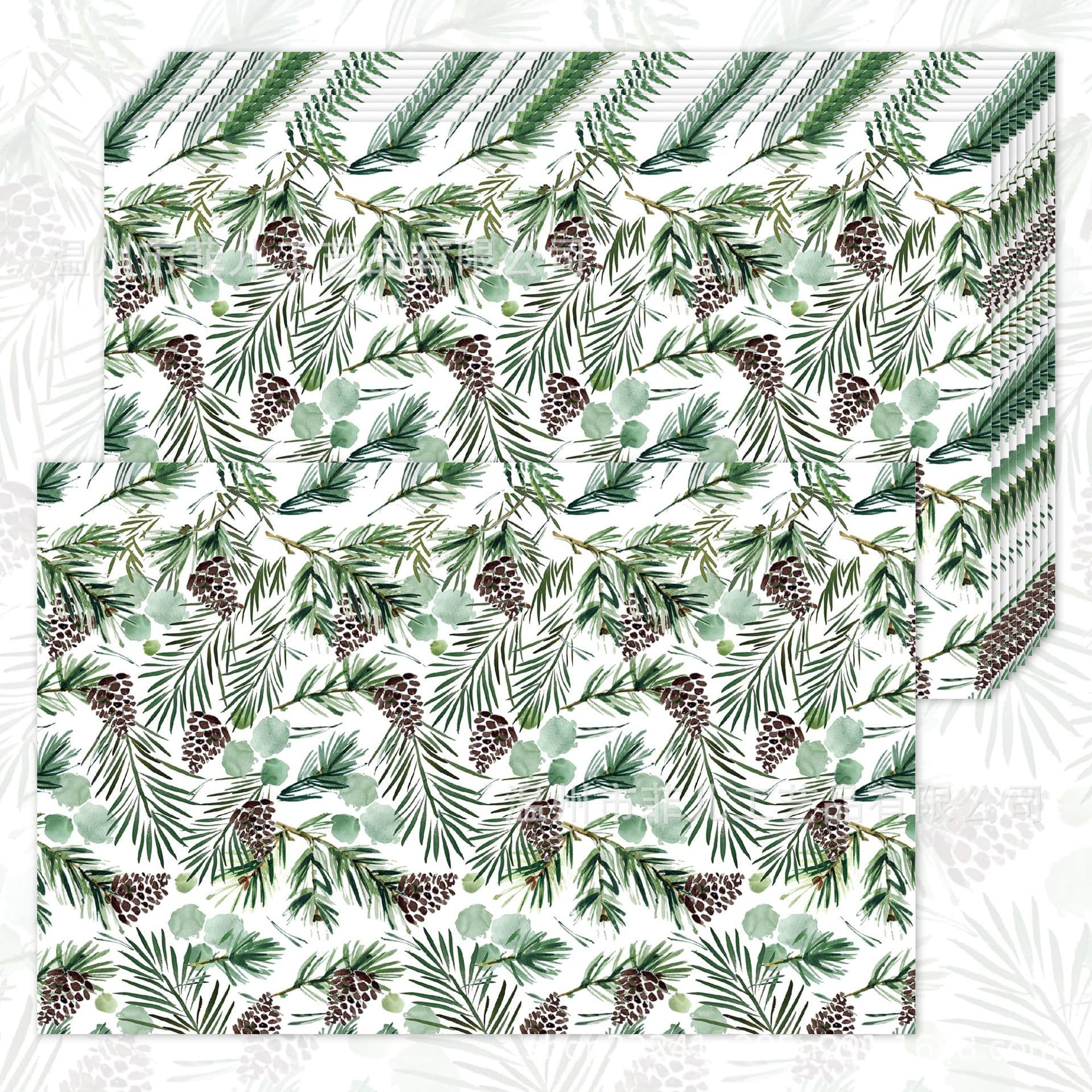 CA030 Watercolor Pinecone Design Disposable Placemats for Christmas Parties, Baby Events, and Festive Atmosphere
