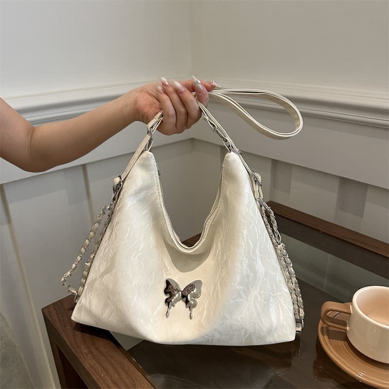 Niche, versatile butterfly-patterned shoulder bag for women, soft and textured, 2024 Spring/Summer collection, high-quality backpack/tote bag.