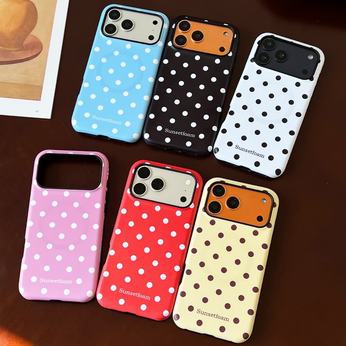 iPhone 17 Pro Max New Year Red Phone Case Magnetic Polka Dot for Apple 15 Pro Film 2-in-1