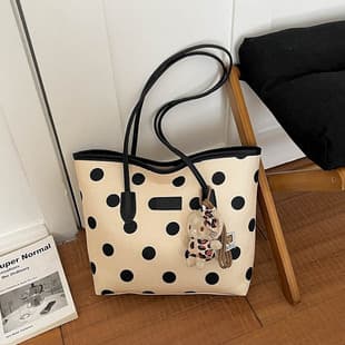 Polka Dot Tote Bag for Women Large Capacity Shoulder Bag 2026 New Korean Style Versatile Handbag Fashion Commuter Large Bag