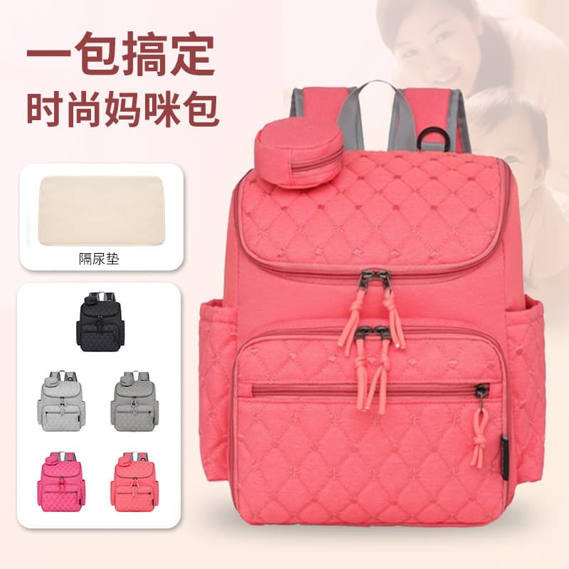 New Cross-border Large Capacity Double Shoulder Diaper Bag Portable Maternity Baby Bag with Insulated Bottle Compartment Travel Mom Bag Diaper Organizer
