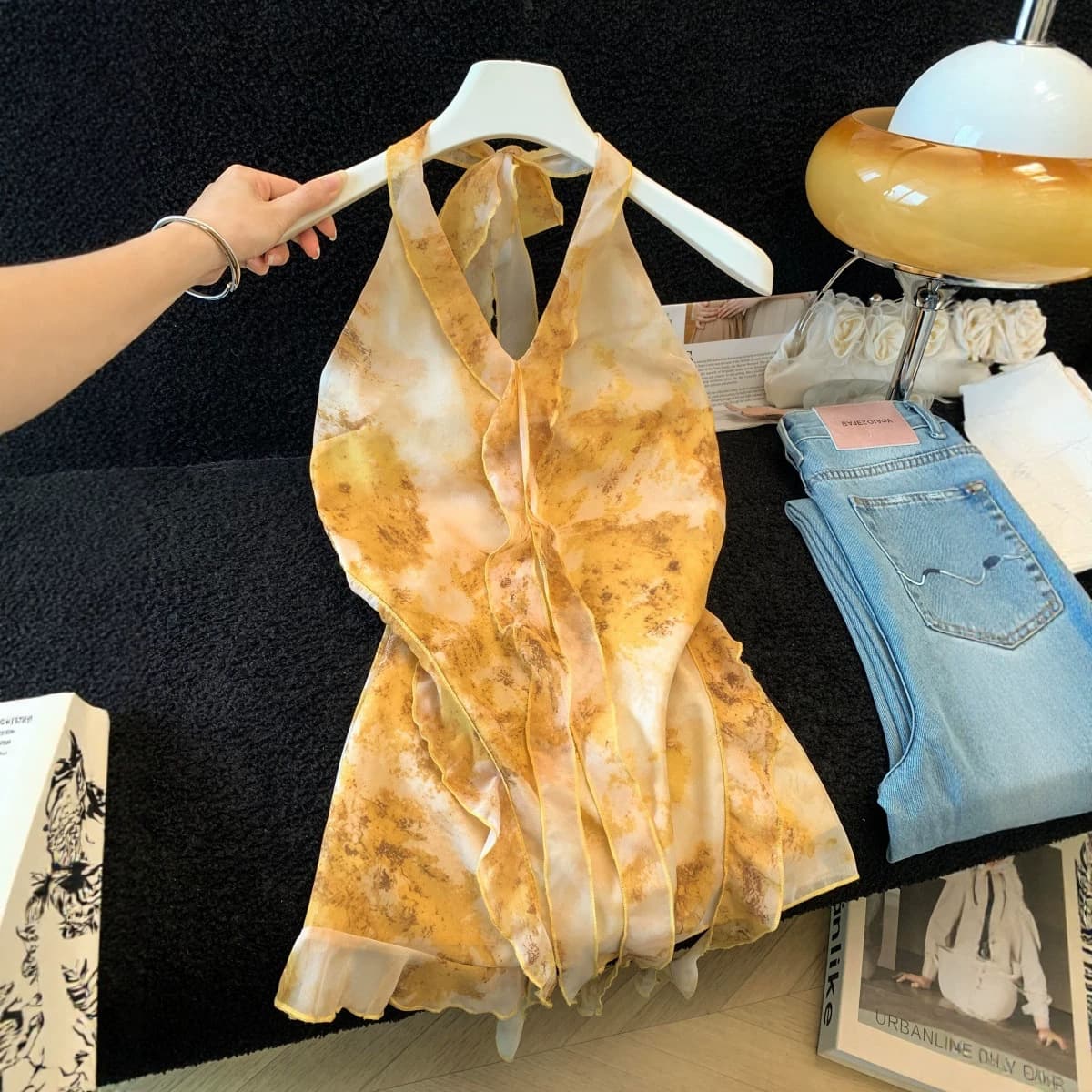 French Ruffle Halter Sleeveless Top Women 2026 Summer New Chiffon Blouse Pure Desire Camisole Dress