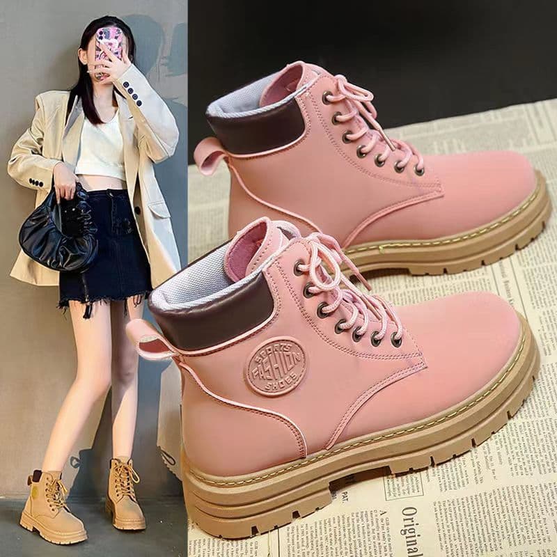 Martin Boots Short Boots Women's Autumn Unisex Couple Mid-Top Casual Versatile Thick-Soled British Style Comfortable Height-Increasing