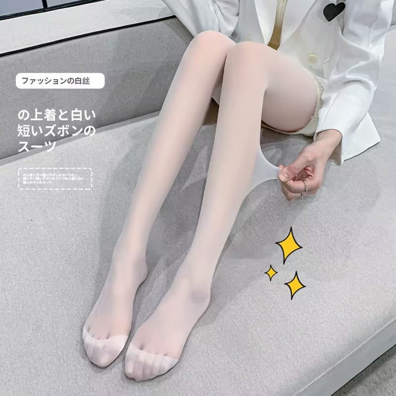 Fun Black Silk Stockings Women's Summer 0D Ultra-thin Sexy Pantyhose Large Size Open Crotch Light Leg Artifact Base Socks