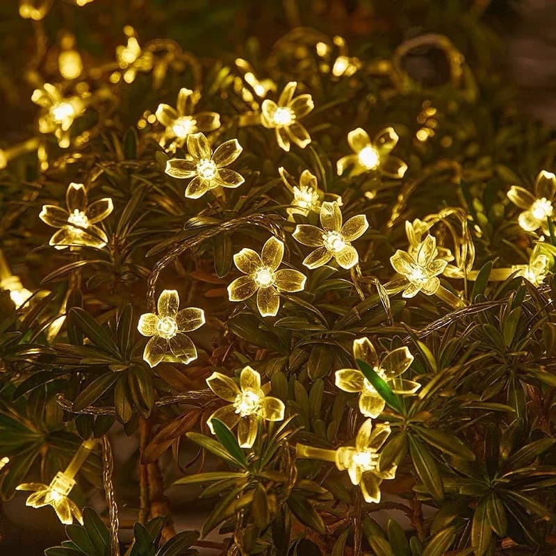Sakura LED Solar String Lights, Garden Landscape Lights, Colorful Lights, Outdoor Camping Lawn Lights, Wedding Birthday Decoration Lights