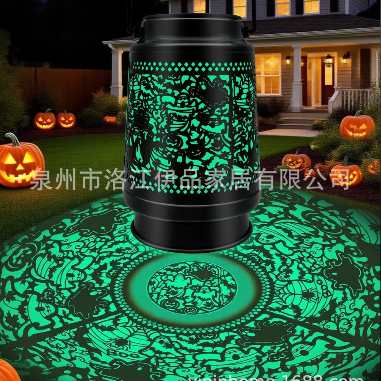 Devil Pumpkin Lantern Waterproof IP65 Solar Halloween Skeleton Horse Lantern Green Light Solar Lanterns