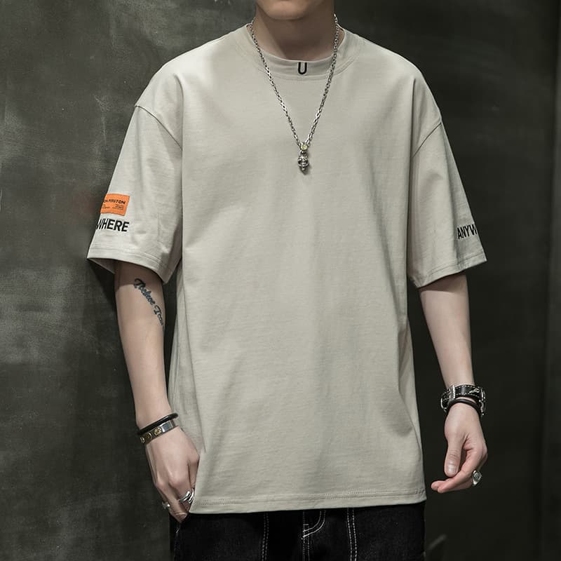 2026 Summer Short Sleeve T-Shirt for Men, Round Neck Casual Half Sleeve Undershirt, Trendy Brand Embroidery Pure Cotton T-Shirt