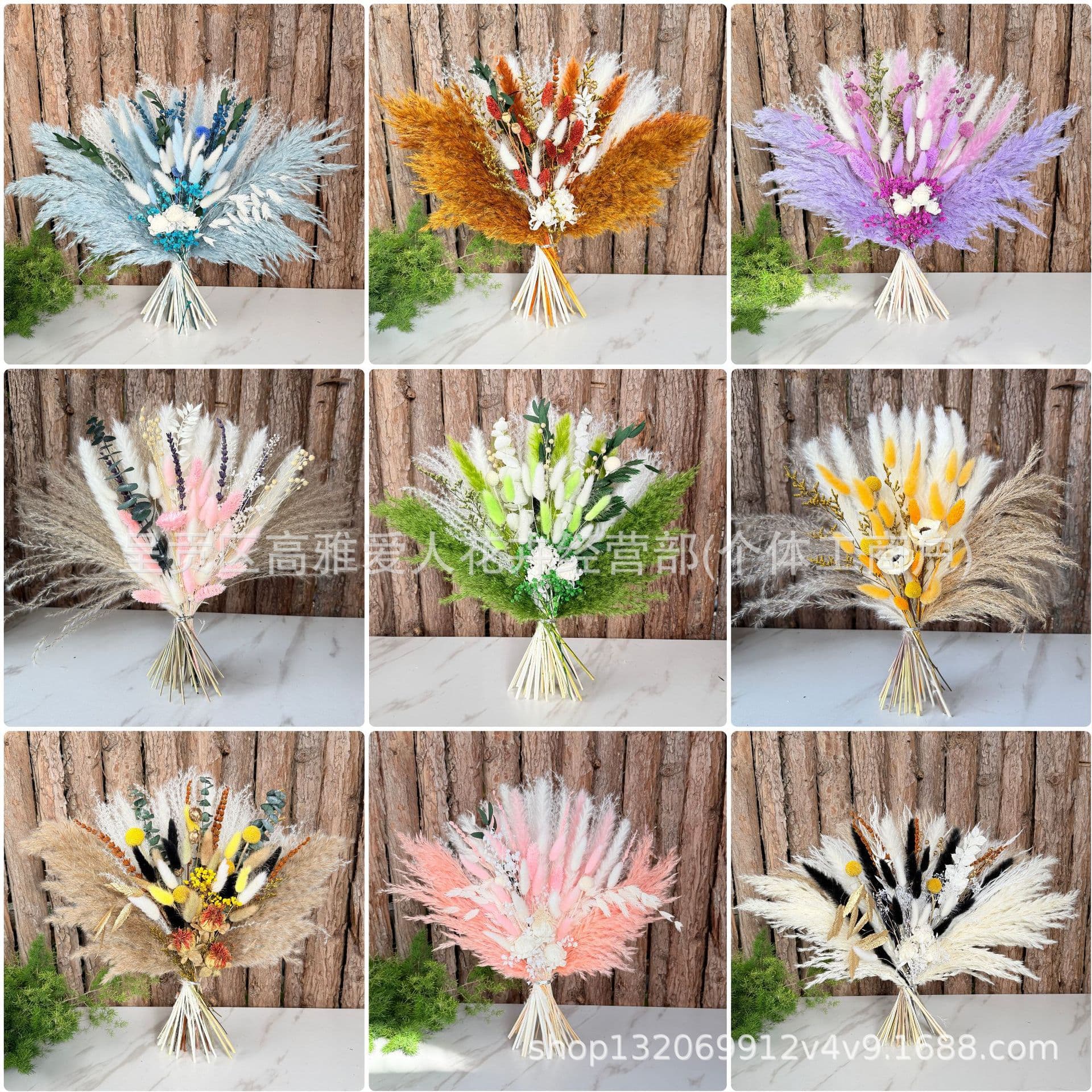 Cross-border Small Reed, Baby's Breath Mixed Large Bouquet Home Decoration Living Room Display Pampas Grass Dried Flowers