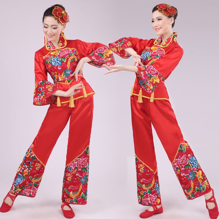 New Yangko Women's 2023 Folk Dance Performance Costume Waist Fan Square Dance Performance Outfit