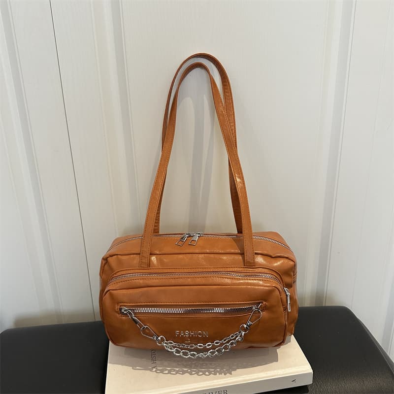 Korean Retro Style Underarm Bag for Women 2026 Autumn New Light Luxury Baguette Bag Niche Boston Single Shoulder Bag