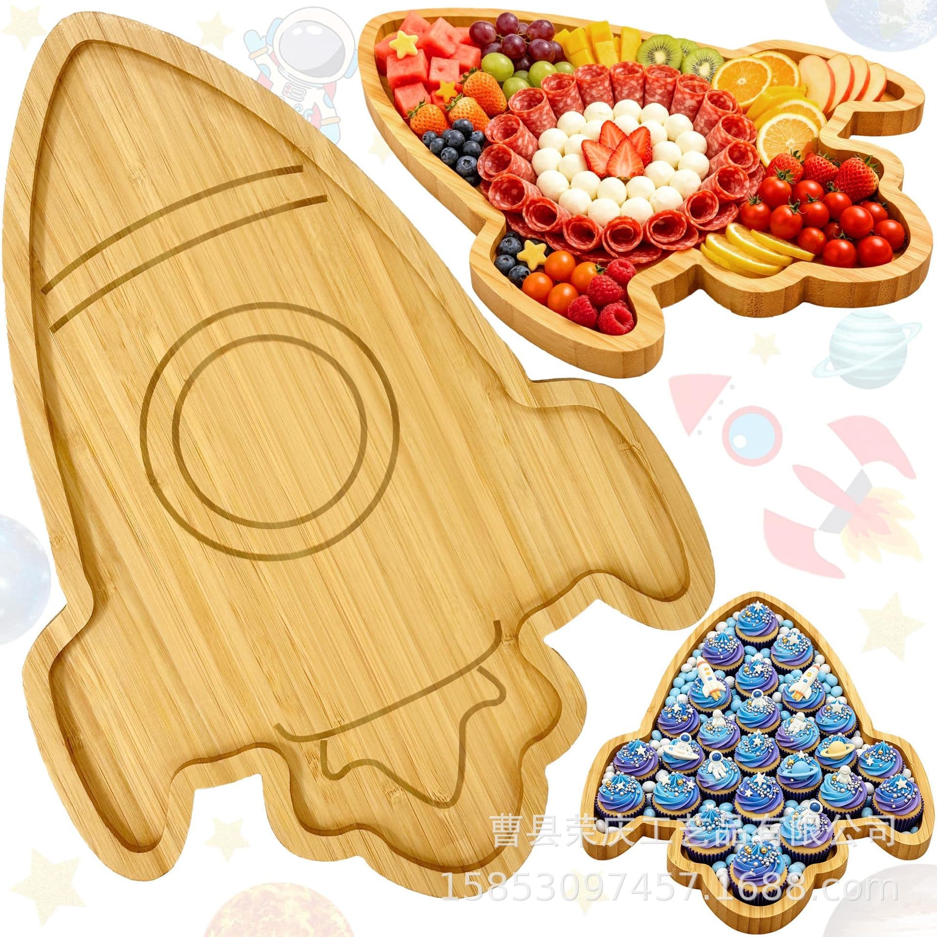 Wooden Space Party Decorations First Journey Around the Sun Birthday Party Tableware Supplies Rocket Charcuterie Board