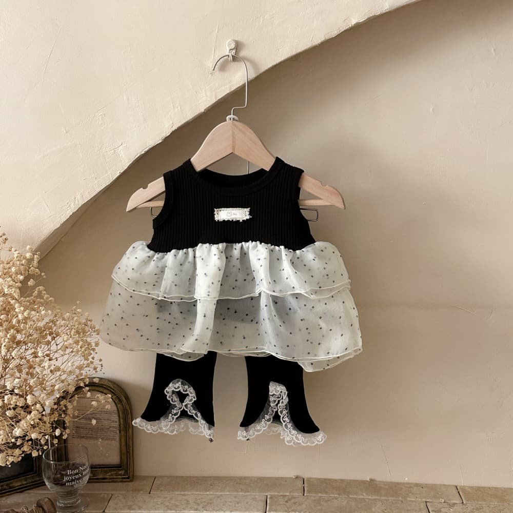 INS Style Summer Baby Girl Layered Mesh Sleeveless Top, Princess Mesh Outfit