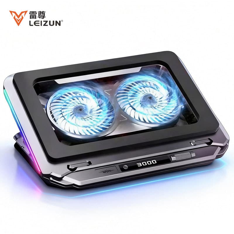 Cross-Border Bestseller D17 Dual-Turbo Compressed Air-Type Laptop Cooler Cooling Base with Infinite RGB Lighting Adjustment