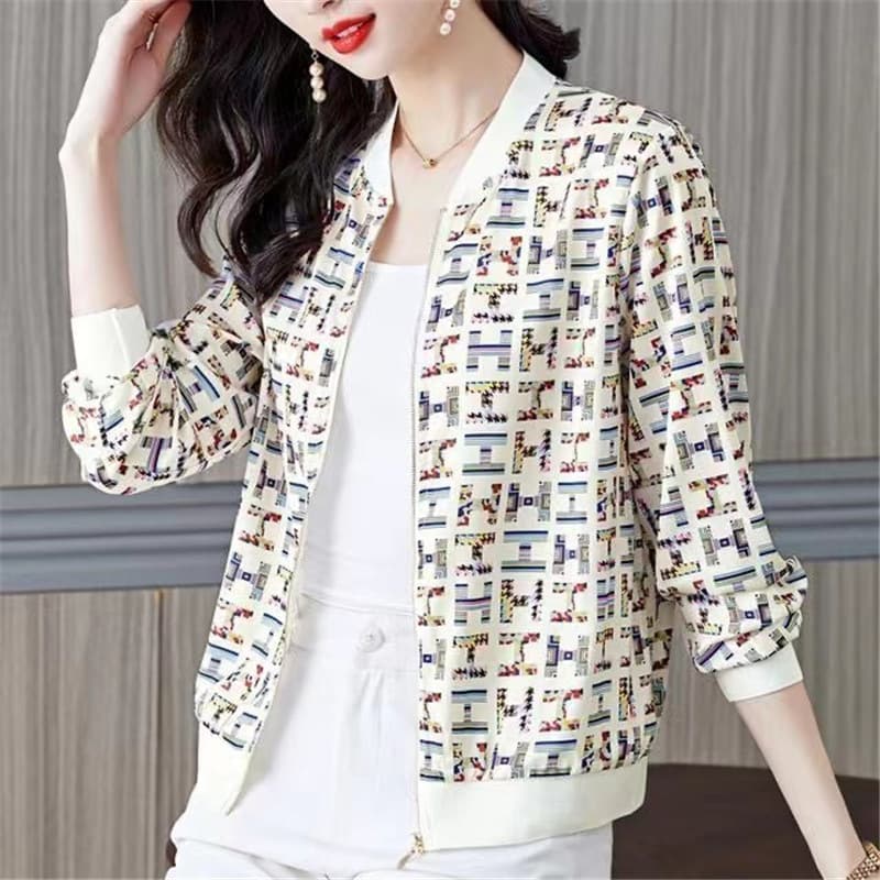 Trendy Women's Jacket Coat Spring Autumn Baseball Jacket Short Style Casual Open Front Fashionable