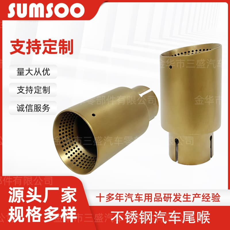 Custom Gold AK Scorpion Perforated Mesh Dual-Layer Universal Stainless Steel Muffler Decorative Car Exhaust Tailpipe