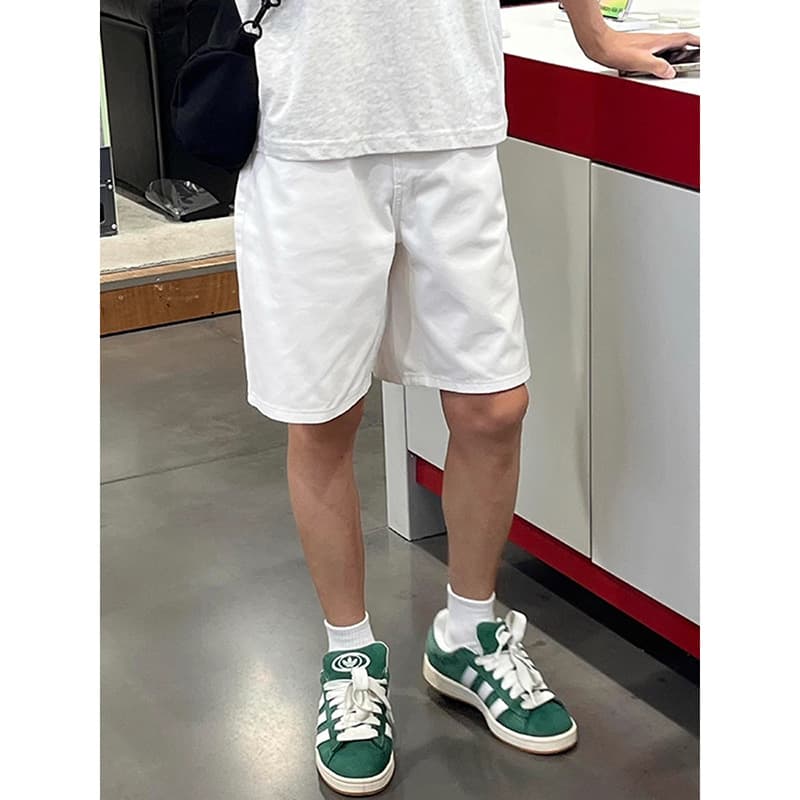 White shorts men's summer American handsome high-end pants trendy casual breathable no-knee 4-quarter pants