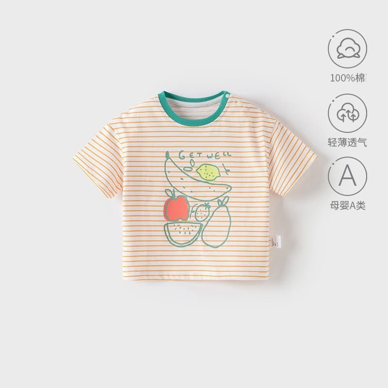 Baby Summer Thin Cotton Short Sleeve T-Shirt, Infant Casual Top, Toddler Outing Wear