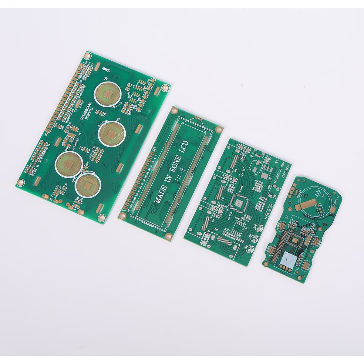 LCD module PCB, 0.6/0.8/1.0/1.2/1.6/2.0MM die-stamped circuit board.