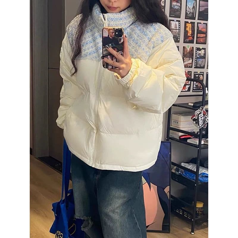 Winter New Style Unique Design Raglan Sleeve Cotton Puffer Jacket for Women Loose Fit Versatile Quilted Thick Coat