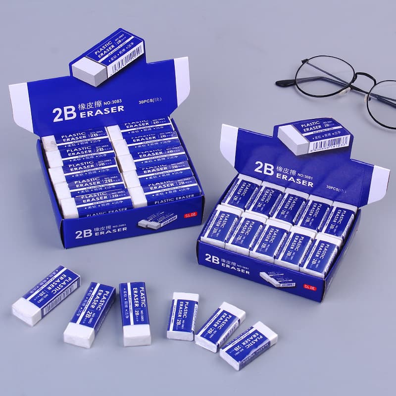 White 2B Pencil Eraser For Primary School Students Clean Effective Office Stationery Supplies