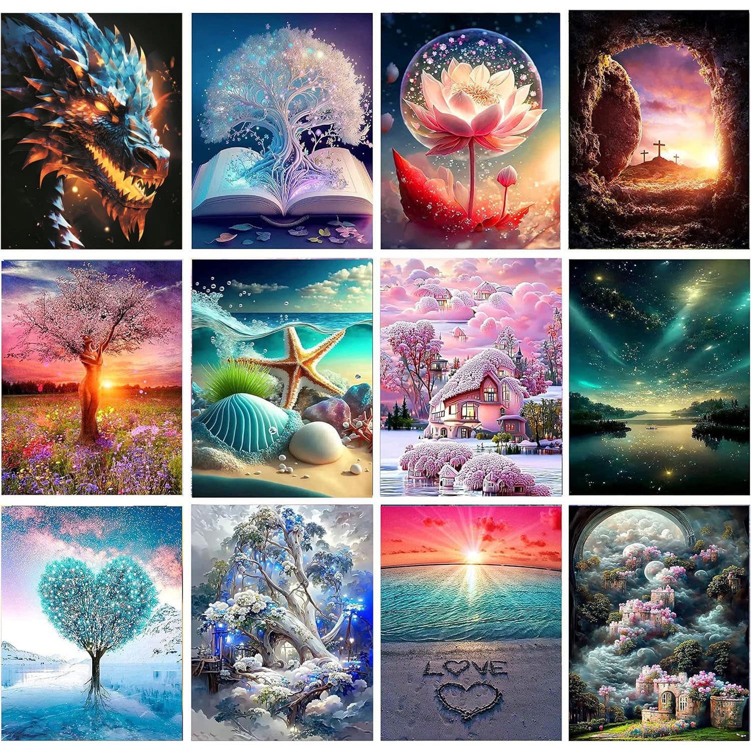 New Cross-Border 5D Diamond Painting Full Drill DIY Round Drill Tree of Life Diamond Embroidery Hanging Painting Diamond Art Living Room Decoration