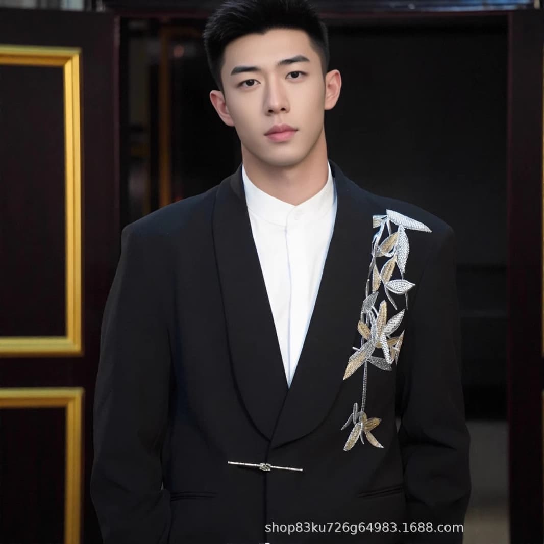Handsome New Chinese Style Men's Zhongshan Suit Set, 2025 Groom Wedding Attire, Toast Suit, Tang Suit with Frog Buttons, National Trend Style