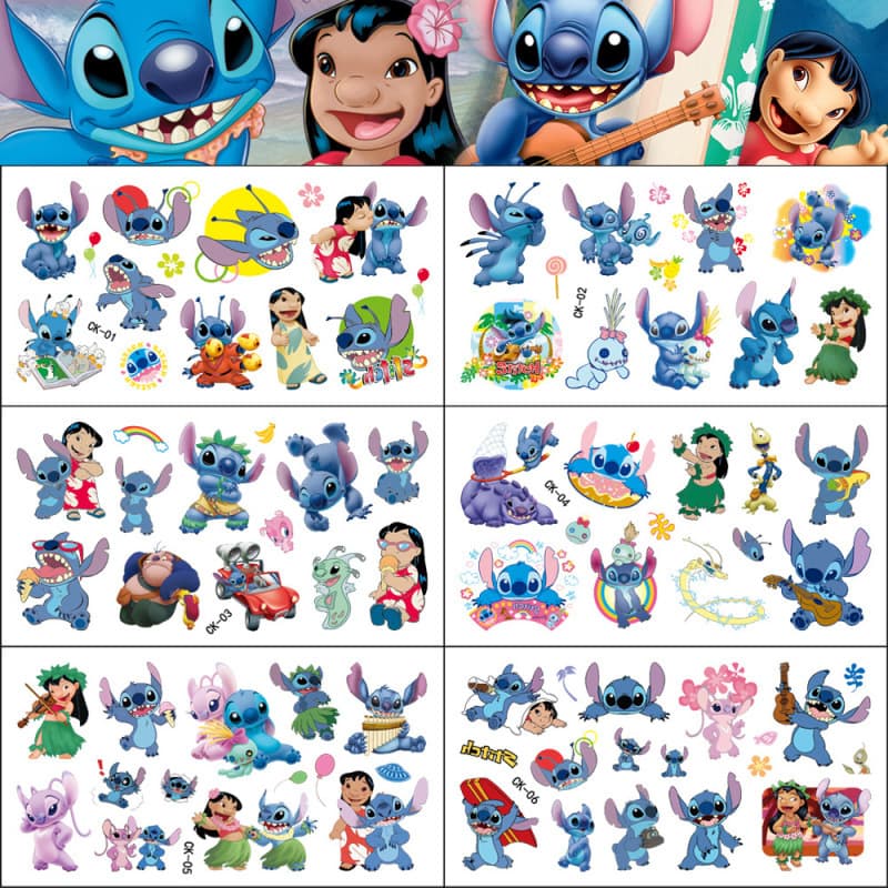 Cross-border new children's cartoon Stitch tattoo sticker Stitch game disposable tattoo water transfer sticker