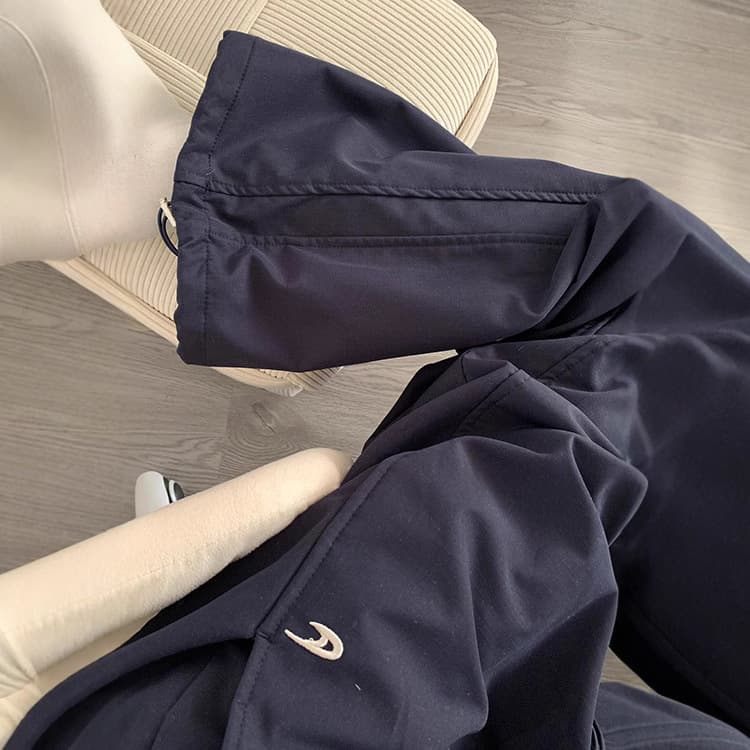 【High-Waist】Navy Quick-Dry Cargo Pants for Women Spring/Fall 2025 New High-Waist Loose Wide-Leg Petite