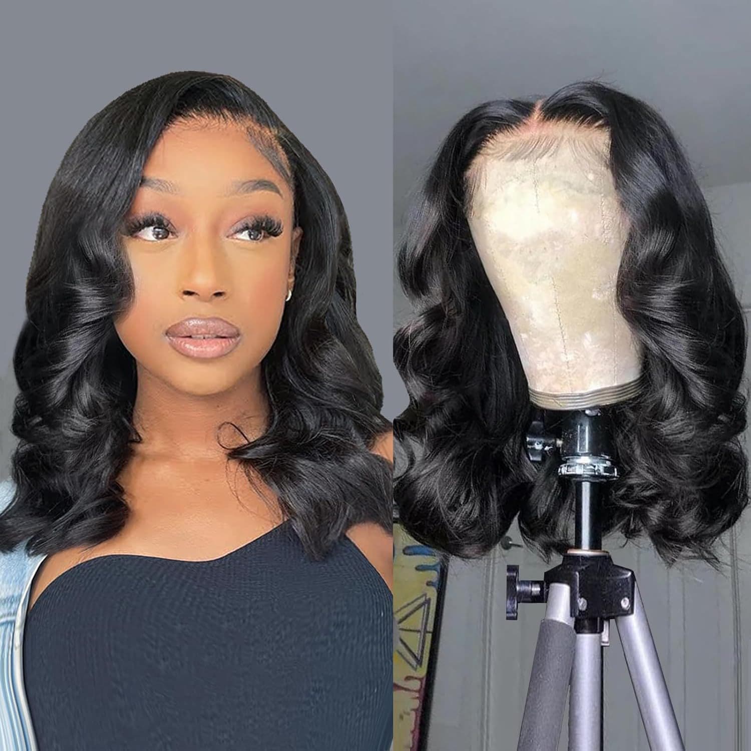 European And American Style Women's Wig Human Hair Lace Frontal Bob Wigs Can Be Dyed And Permed for Any Skin And Face Type