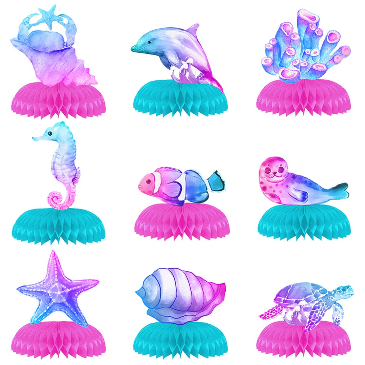 Cross-border Mermaid Theme Party Birthday Celebration Decoration Honeycomb Ornament Paper Honeycomb Base Wholesale Custom