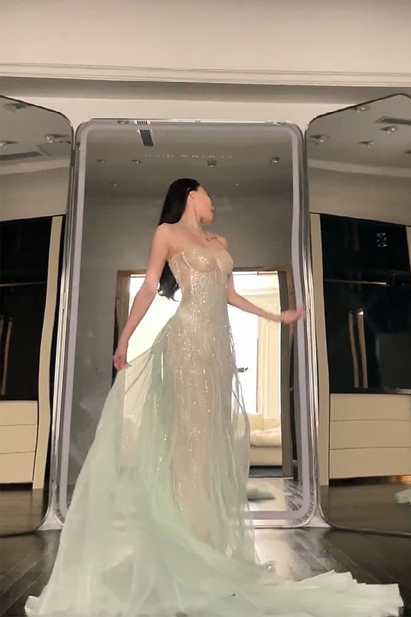 New Women's Strapless Mermaid Evening Dress for Spring and Fall, Elegant Birthday Party Gown with Train for Banquets