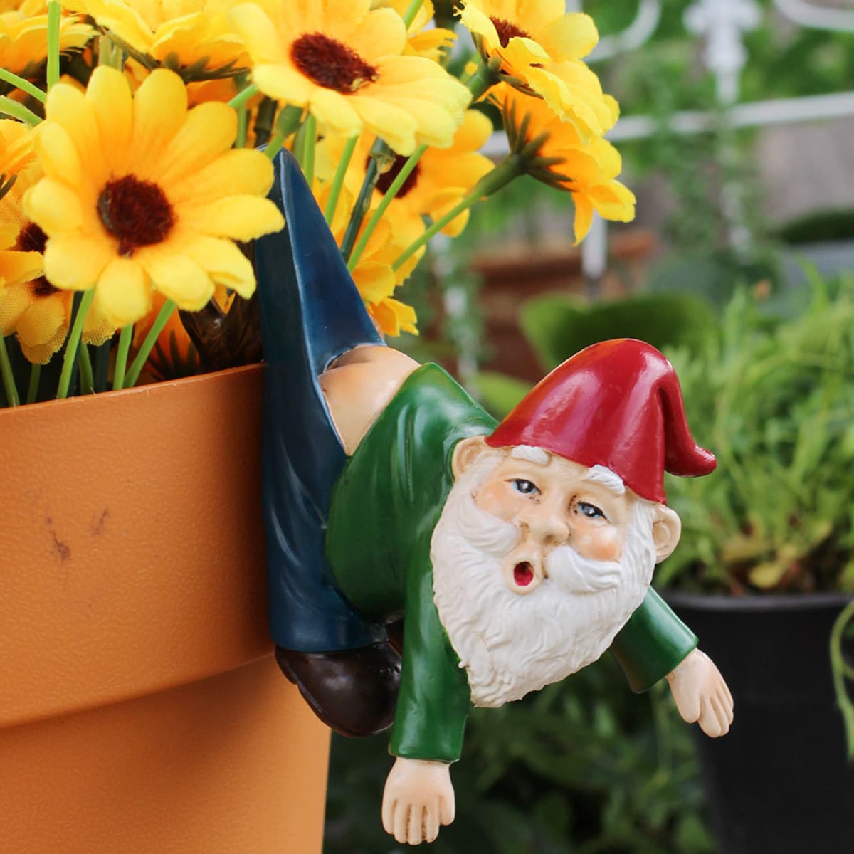 Cross-Border Fun Dwarf Flower Pot Edge Pendant Outdoor Garden Bonsai Statue Decoration Landscaping Resin Crafts