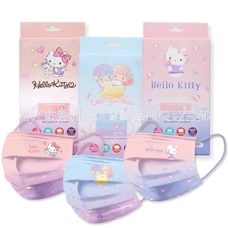 Disposable protective masks for haze and dust, cartoon printed trendy masks for girls, parent-child style with positioning, individually packaged.